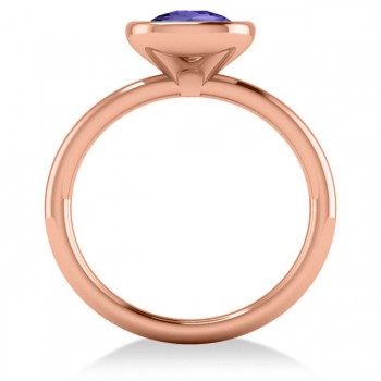 Cushion Cut Tanzanite Solitaire Engagement Ring 14k Rose Gold (1.90ct)