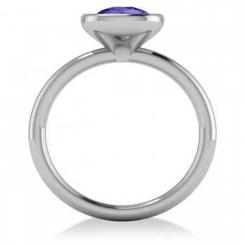 Cushion Cut Tanzanite Solitaire Engagement Ring 14k White Gold (1.90ct)