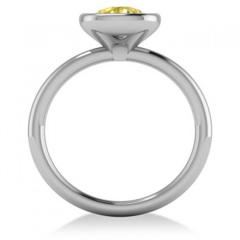 Cushion Cut Yellow Diamond Solitaire Engagement Ring 14k White Gold (1.40ct)