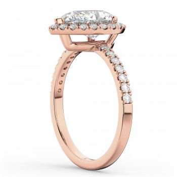 Pear Cut Halo Diamond Engagement Ring 14K Rose Gold (2.51ct)