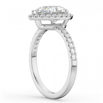 Pear Cut Halo Diamond Engagement Ring 14K White Gold (2.51ct)