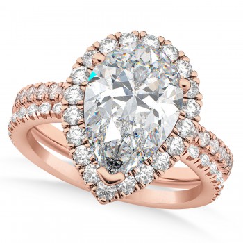 Diamond Pear-Cut Halo Bridal Set 14k Rose Gold (2.78ct)