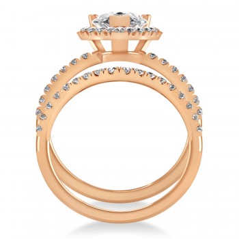 Diamond Pear-Cut Halo Bridal Set 14k Rose Gold (2.78ct)