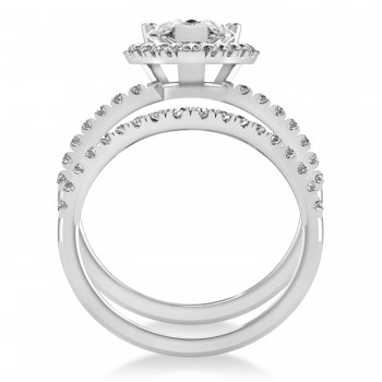 Diamond Pear-Cut Halo Bridal Set 14k White Gold (2.78ct)