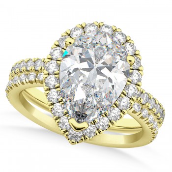 Lab Grown Diamond Pear-Cut Halo Bridal Set 14K Yellow Gold (2.78ct)