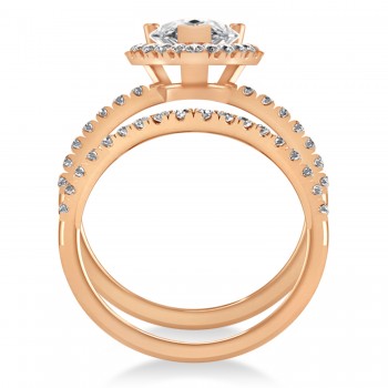 Moissanite & Diamonds Pear-Cut Halo Bridal Set 14K Rose Gold (2.71ct)