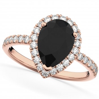 Pear Black Diamond & Diamond Engagement Ring 14K Rose Gold (2.51ct)