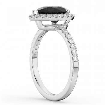 Pear Black Diamond & Diamond Engagement Ring 14K White Gold (2.51ct)