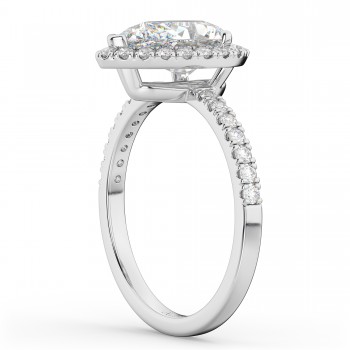 Pear Cut Halo Lab Grown Diamond Engagement Ring 14K White Gold (2.51ct)