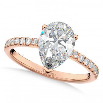 Pear Cut Sidestone Accented Diamond Engagement Ring 14K Rose Gold (2.21ct)