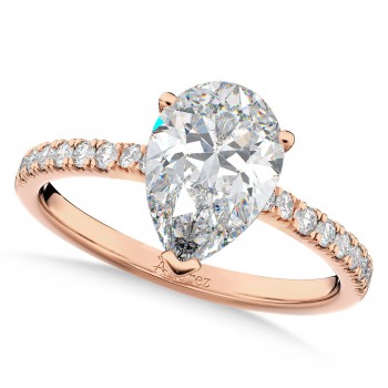 Pear Cut Diamond Engagement Ring 14K Rose Gold (2.21ct)