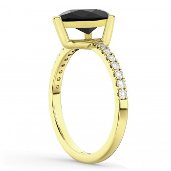 Pear Black Diamond & Diamond Engagement Ring 14K Yellow Gold (2.21ct)