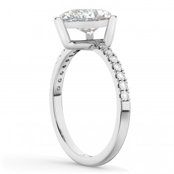 Pear Cut Moissanite & Diamond Engagement Ring 14K White Gold 2.14ct