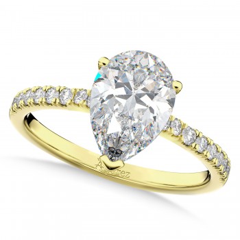 Pear Cut Sidestone Accented Moissanite & Diamond Engagement Ring 14K Yellow Gold 2.14ct