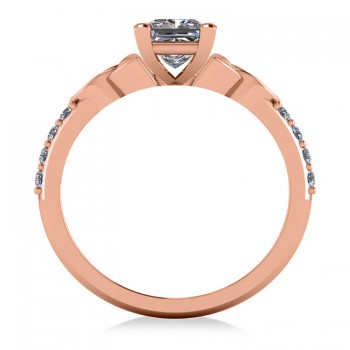 Princess Cut Lab Grown Diamond Celtic Knot Engagement Ring 14K Rose Gold 0.75ct