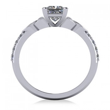 Princess Lab Grown Diamond Celtic Knot Engagement Ring 14K White Gold (0.75ct)
