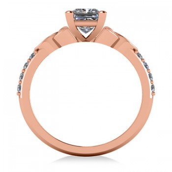 Princess Cut Lab Grown Diamond Celtic Knot Engagement Ring 14K Rose Gold 1.00ct