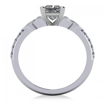 Princess Lab Grown Diamond Celtic Knot Engagement Ring 14K White Gold (1.00ct)