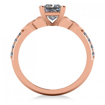 Princess Cut Lab Grown Diamond Celtic Knot Engagement Ring 14K Rose Gold 1.50ct