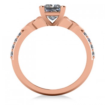 Princess Cut Diamond Celtic Knot Engagement Ring 14K Rose Gold 1.50ct