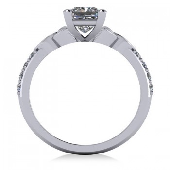 Princess Lab Grown Diamond Celtic Knot Engagement Ring 14K White Gold (1.50ct)