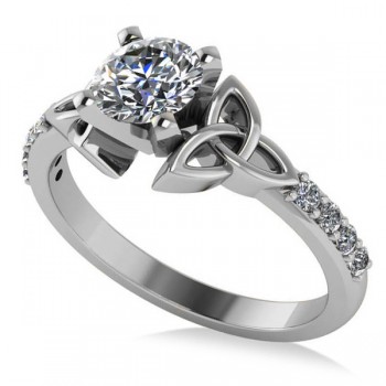 Round Diamond Celtic Knot Engagement Ring 14K White Gold (0.75ct)