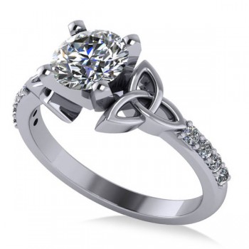Round Lab Grown Diamond Celtic Knot Engagement Ring 14K White Gold (1.00ct)