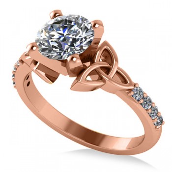 Round Diamond Celtic Knot Engagement Ring 14K Rose Gold 1.50ct