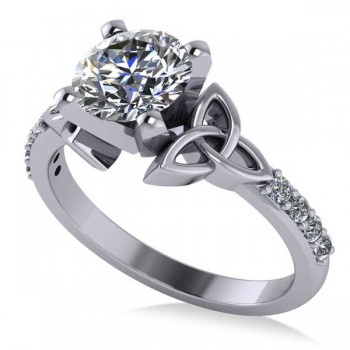 Round Diamond Celtic Knot Engagement Ring 14K White Gold (1.50ct)