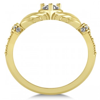 Diamond Claddagh Engagement Ring in 14k Yellow Gold (0.42ct)