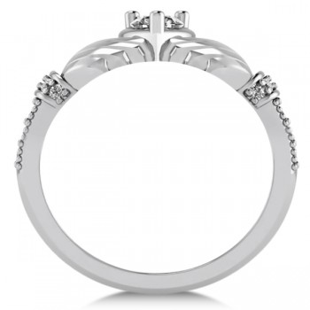 Lab Grown Diamond Claddagh Engagement Ring in 14k White Gold (0.42ct)