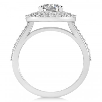 Double Halo Diamond Engagement Ring 14k White Gold (2.27ct)