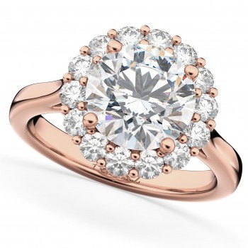 Round Halo Diamond Engagement Ring 14K Rose Gold (3.20ct)