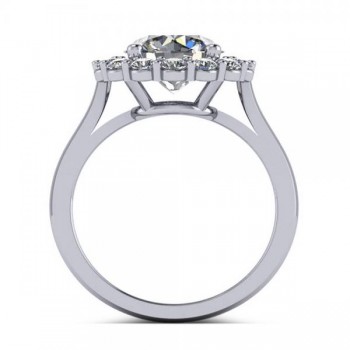 Diamond Accented Halo Engagement Ring in 18k White Gold (3.20ct)