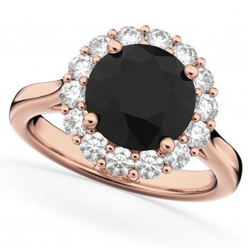 Round Lab Black Lab Grown Diamond & Lab Grown Diamond Engagement Ring 14K Rose Gold (3.20ct)