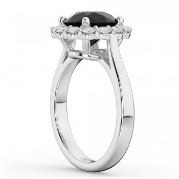 Round Lab Black Lab Grown Diamond & Lab Grown Diamond Engagement Ring 14K White Gold (3.20ct)