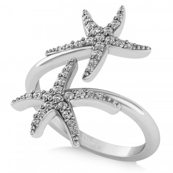 Diamond Double Starfish Fashion Ring 14k White Gold (0.30ct)