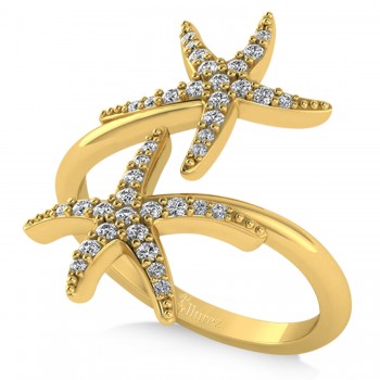 Diamond Double Starfish Fashion Ring 14k Yellow Gold (0.30ct)