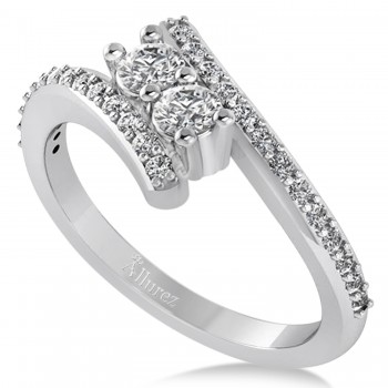 Diamond Two Stone Bypass Ring 14k White Gold (0.50ct)