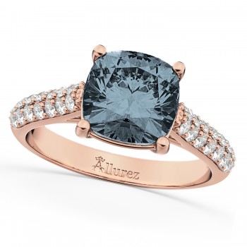 Cushion Cut Gray Spinel & Diamond Ring 14k Rose Gold (4.42ct)