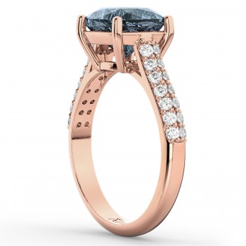 Cushion Cut Gray Spinel & Diamond Ring 14k Rose Gold (4.42ct)