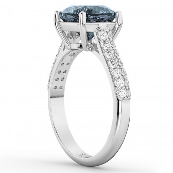 Cushion Cut Gray Spinel & Diamond Ring 14k White Gold (4.42ct)