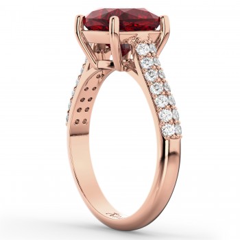 Cushion Cut Ruby & Diamond Engagement Ring 18k Rose Gold (4.42ct)