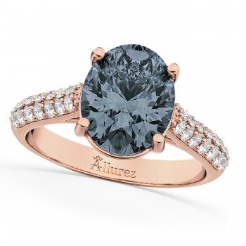 Oval Gray Spinel & Diamond Engagement Ring 14k Rose Gold (4.42ct)