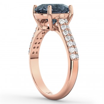 Oval Gray Spinel & Diamond Engagement Ring 18k Rose Gold (4.42ct)