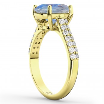 Oval Moonstone & Diamond Engagement Ring 18k Yellow Gold (4.42ct)