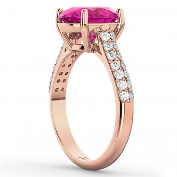 Oval Pink Tourmaline & Diamond Engagement Ring 14k Rose Gold (4.42ct)