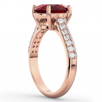 Oval Ruby & Diamond Engagement Ring 14k Rose Gold (4.42ct)