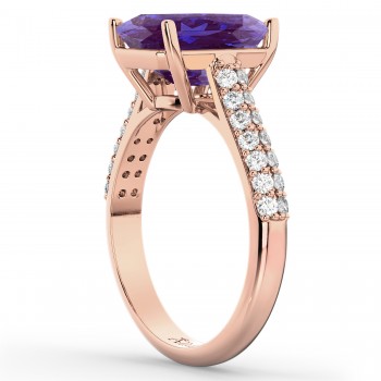 Emerald-Cut Lab Alexandrite & Diamond Engagement Ring 14k Rose Gold (5.54ct)