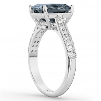 Emerald-Cut Gray Spinel & Diamond Ring 14k White Gold (5.54ct)